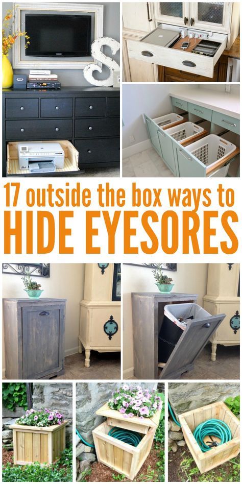 17 Outside the Box Ways to Hide Eyesores in Your Home - One Crazy House Tacky Decor, Home Storage Hacks, Kitchen Hacks Diy, Ikea Desk Hack, Interiors Kitchen, Crazy Houses, Crazy House, Clever Organizer, Organisation Hacks