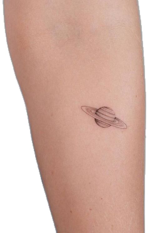 credit to owner Small Saturn Tattoo, Moon And Saturn Tattoo, Saturn Tattoo, Fine Line Tattoos, Line Tattoos, Tattoo Inspo, Tattoos And Piercings, Tatting, Tattoo Ideas