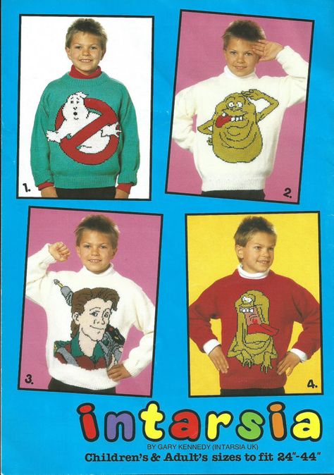 Intarsia Knitting, Kids Knitting Patterns, The Real Ghostbusters, Hand Knit Hat, Pdf Knitting Pattern, Retro Designs, Knitting For Kids, Happy Memories, Ghostbusters