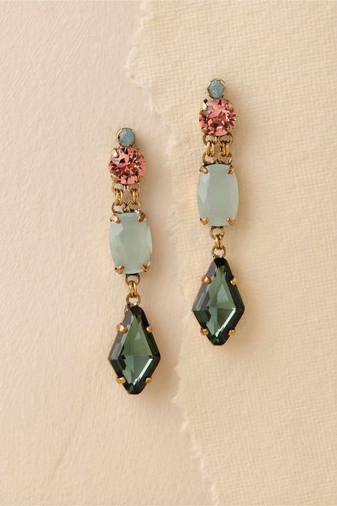 I like the pink and green muted tones matched together in these dangle earrings. (sponsored affiliate link) Jewel Earrings, Green Jewelry, Lovely Jewellery, Bijoux Diy, Jewelry Inspo, Ear Jewelry, Accessories Jewelry, Cute Jewelry, Bridal Accessories