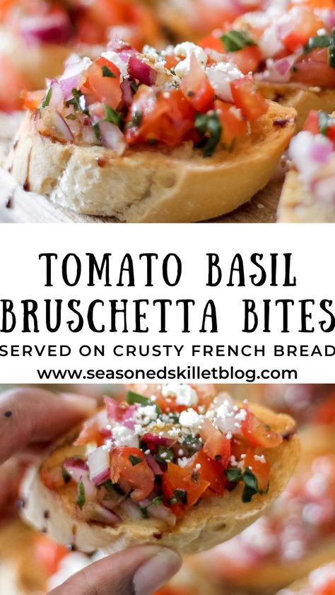 Bruchetta Appetizers Balsamic Vinegar, Bruchetta Appetizers With Feta, Bruschetta With Feta Recipe, How To Serve Bruschetta, Bruschetta Bites Party Appetizers, Bruschetta Recipe Feta, Bruschetta Bread Recipe Appetizers, Cold Bruschetta Appetizers, Bruschetta Recipe With Goat Cheese