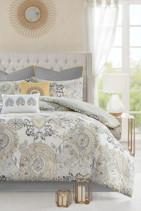 Solid Bed, Grey Comforter Sets, Cotton Comforter Set, Floral Comforter Sets, Luxe Bedroom, Floral Comforter, Soft Watercolor, Reversible Comforter, Reversible Duvet Covers