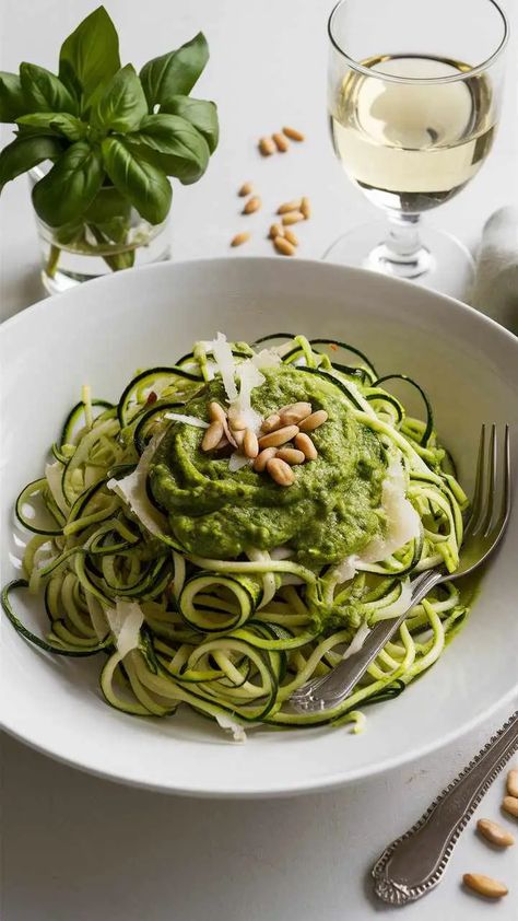 Zucchini Noodles with Avocado Pesto - Healthy & Tasty Zucchini Health Benefits, Zucchini Noodles With Pesto, Pesto Zucchini Noodles, Perogies Recipe, Avocado Pesto, Chicken Sandwich Recipes, Simple Green Salad, Custard Powder, Lentil Salad