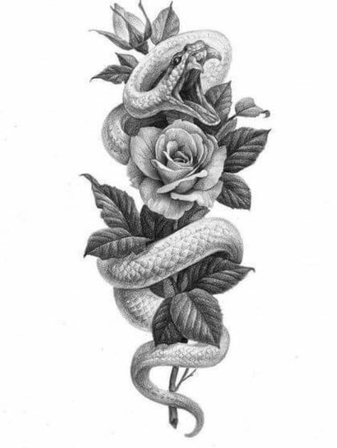 Snake And Flower Tattoo, Snake And Flowers Tattoo, Snake Tattoo Meaning, Flower Tattoo Drawings, Tattoo Cover, Diy Tattoo, Arm Tattoos For Women, Tattoo Meaning, Tattoo Designs And Meanings