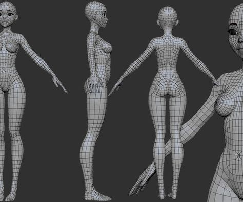 Artstation Anime, 3d Topology, Blender Character Modeling, Zbrush Character, Female Base, Sculpting Tutorials, 3d Modeling Tutorial, Character Model Sheet, Arte Robot