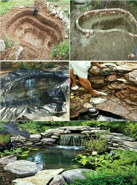 Build A Pond, Pond Algae, Kolam Air, Taman Air, Building A Pond, Backyard Pond, Diy Pond, Garden Waterfall, Pond Waterfall