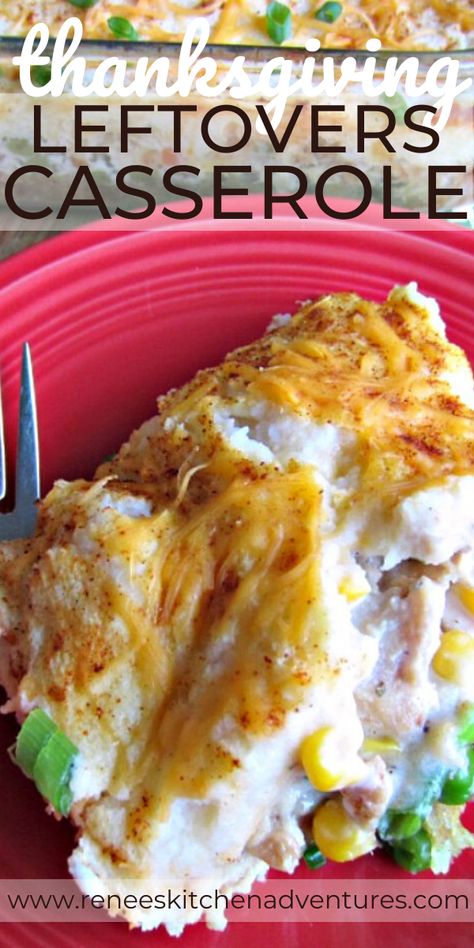 Leftover Thanksgiving Casserole by Renee's Kitchen Adventures is an easy recipe for a comforting casserole made from your Thanksgiving leftovers! #Thanksgivingleftovers #RKArecipes Thanksgiving Leftovers Casserole, Leftover Thanksgiving Casserole, Leftover Stuffing Recipes, Thanksgiving Leftover Casserole, Turkey Casserole Recipes Leftover, Christmas Leftovers Recipes, Thanksgiving Casserole Recipes, Takeout Recipes, Leftover Casserole