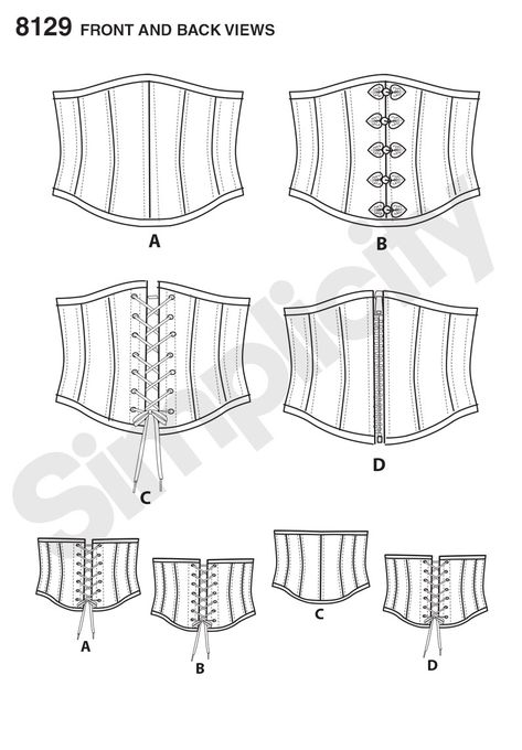 Purchase Simplicity  Simplicity Pattern 8129 Misses' Easy Waist Cincher Corsets and read its pattern reviews. Find other Lingerie,  sewing patterns. Corset Diy, Diy Corset, New Look Patterns, Cincher Corset, Corset Sewing Pattern, Waist Cincher Corset, Corset Pattern, Boned Corsets, Corset Fashion