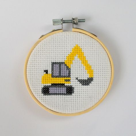 Pattern Construction, Mini Cross Stitch, Construction Vehicles, Modern Cross Stitch Patterns, Dmc Floss, Construction Equipment, Boys Room Decor, Modern Cross, Dump Truck