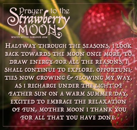 Prayer for the Strawberry moon Moon Prayer, Full Moon June, Butterflies Tattoos, Cyclical Living, Spiritual Learning, Full Strawberry Moon, Mother Moon, Chime Candle Holder, The White Witch