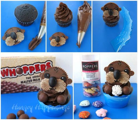 Otter Cupcakes, Dory Party Ideas, Finding Dory Party Ideas, Finding Dory Movie, Cute Sea Otter, Otter Birthday, Finding Dory Party, Finding Dory Birthday, Dory Birthday