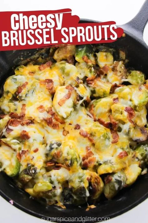 Ham And Brussel Sprouts Recipe, Cheesy Brussel Sprout Bake, Brussel Sprout Bake, Cooked Brussel Sprouts, Cheesy Brussel Sprouts, Easy Cream Sauce, Brussel Sprout Casserole, Maple Bacon Brussel Sprouts, Brussel Sprouts Recipes Easy