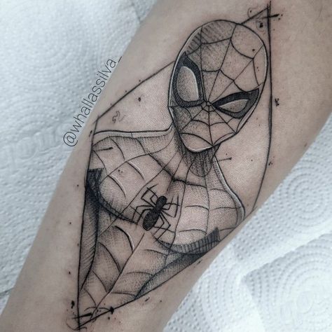 Spider Man Tattoo, Swag Tattoo, Pop Culture Tattoos, Survival Tattoo, Full Hand Tattoo, Spiderman Tattoo, Culture Tattoos, Black And White Spider, Man Tattoo