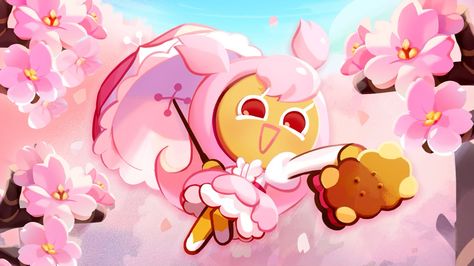 Springtime Picnic! Cherry Blossom Cookie, Star In Japanese, Cookie Costume, Shark Cookies, Cookie Kingdom, Cookie Run Kingdom, Cookie Toppings, Pink Cookies, Cherry Cookies