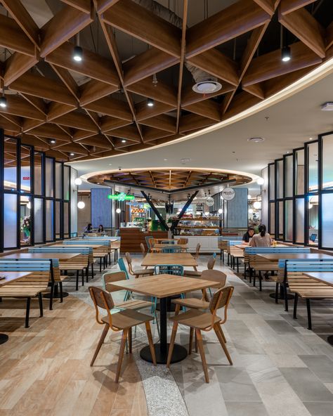 Food Empire - Picture gallery Restaurant Interior Design Wood, Gorgeous Restaurant, Food Court Design, Ceiling Design Ideas, Plafond Design, Modern Restaurant, Food Hall, Cafe Interior Design, False Ceiling Design