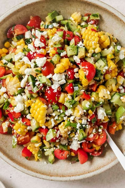 Summer Salad With Corn, Gathering Side Dishes, Salads With Corn, Salad Ideas For Lunch, Salad Ideas For Dinner, Dinner Salad Ideas, Corn And Bean Salad, Cinnamon Chicken, Summer Food Ideas