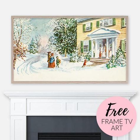 Frame Tv Art Download Free, Free Samsung Frame Art, Samsung Frame Tv Art Free, Free Frame Tv Art, Frame Tv Art Free, Tv Sizes, Christmas Card Illustration, Cat Prints, Christmas Download