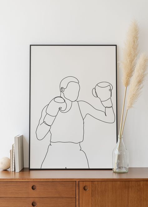 Minimalist Boxing line art, Extreme Sport Printable, Digital Download, Men Boxer Athlete Prints, Simple Sketch, Gift Poster, Outline Drawing Boxer Athlete, Drawing Stars, Simple Drawings, Simple Sketch, Poster Diy, Extreme Sport, Outline Drawing, Gift Poster, Sports Prints