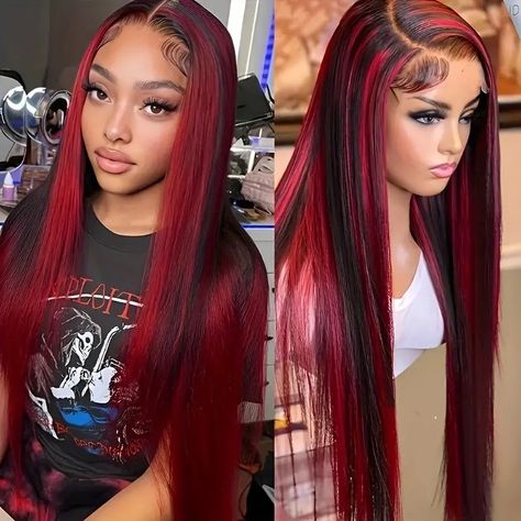 13*4 New Piano P1b/red Highlight Color 100% Remy Human Hair Wig 150% - Temu 2023 Hairstyles, Colored Weave, Ombre Highlights, Hd Lace Frontal, Remy Human Hair Wigs, High Quality Wigs, Human Virgin Hair, Straight Lace Front Wigs, 100 Remy Human Hair