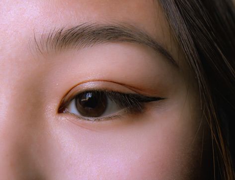 Epicanthic Fold Eyeliner, Epicanthic Fold Aesthetic, Brown Almond Eyes, Asian Eyes Aesthetic, Epicanthic Fold Makeup, Eyeliner For Asian Eyes, Brown Eye Aesthetic, Brown Eyes Asian, Eye Makeup Brown Eyes