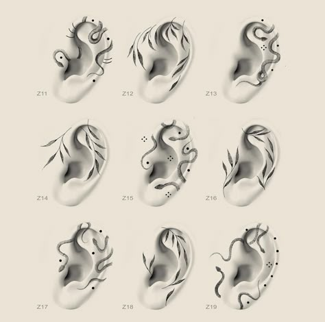 Hand Poke Ear Tattoo, Ear Snake Tattoo, Snake Ear Tattoo, Snake Behind Ear Tattoo, Ear Tattoo Inner, Ear Tattoo Design, Ears Tattoo, Inner Ear Tattoo, Tattoo Ear