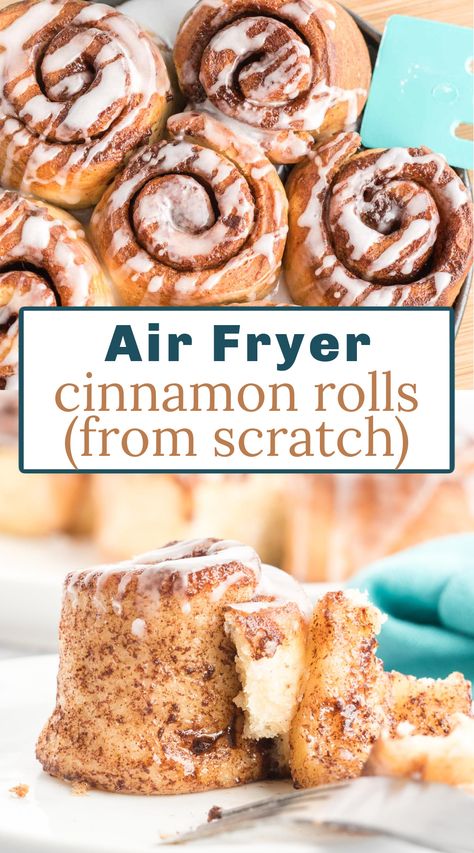 Pillsbury Cinnamon Roll Recipes, Air Fryer Cinnamon Rolls, Canned Cinnamon Rolls, Cinnamon Rolls From Scratch, Small Air Fryer, Pillsbury Cinnamon Rolls, Air Fryer Recipes Dessert, Cinnabon Cinnamon Rolls, Air Fryer Oven Recipes