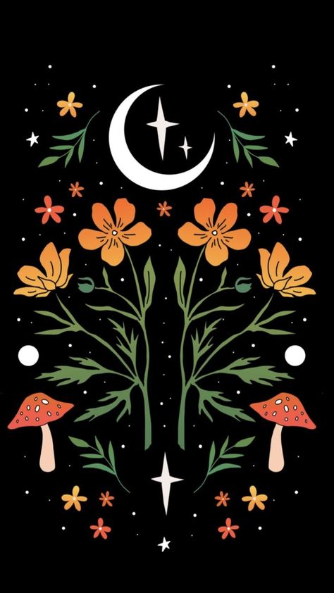 Retro Fall Wallpaper, Arty Wallpapers, Witchy Backgrounds, Sagittarius Wallpaper, Mushroom Wallpaper, Beautiful Butterflies Art, Witchy Wallpaper, Graphic Poster Art, Phone Art