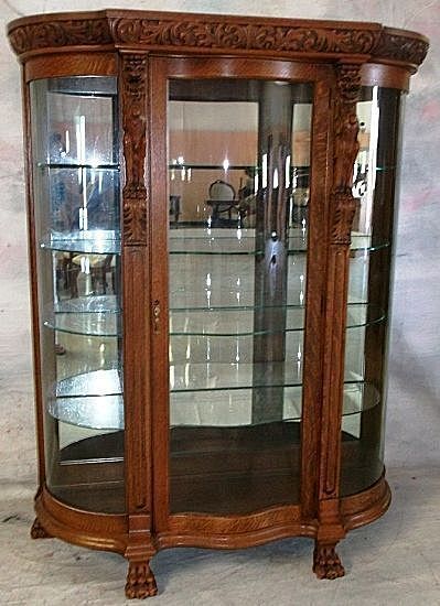 Curved Glass China Cabinet, Victorian Sideboard, Door Crown, Glass China Cabinet, Antique Curio Cabinet, Antique China Cabinet, Oak China Cabinet, Crystal Cabinets, Crockery Cabinet