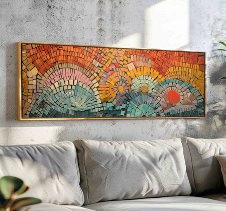 FrameOrWall - Etsy Above Bed Decor Boho, Bauhaus Print, Large Tapestry, Geometric Artwork, Panoramic Wall Art, Horizontal Wall Art, Mid Century Modern Wall Art, Vintage Style Art, Above Bed Decor