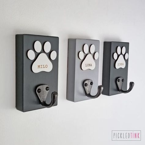 Cute Dog Accessories for the Most Adorable Dogs Dogs Leash Holder, Dog Hooks For Leash, Diy Dog Leash Holder, Diy Dog Furniture, Wall Mount Decor, Cute Dog Accessories, Minwax Stain Colors, Dog Lead Holder, Dog Lead Hook