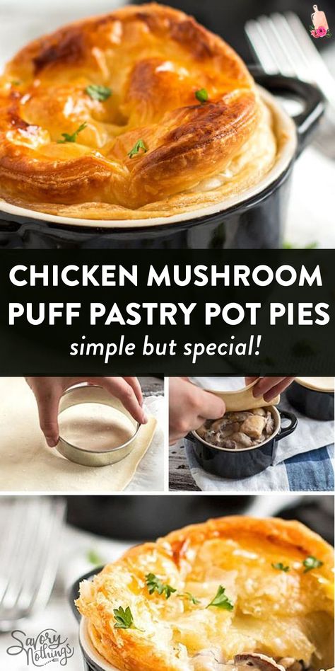 Muffin Meals, Savoury Bread, Savoury Pies, Mini Chicken Pot Pies, Puff Pastries, Chicken And Mushroom, Meat Pies, Savory Pies, French Canadian