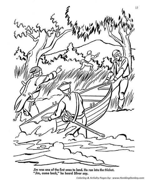 Treasure Island - Pirate Coloring pages | Jim Hawkins runs away from the pirates Island Coloring Pages, Pirate Coloring Pages, Summer Camp Island, Jim Hawkins, Pirate Adventure, Fantasy Island, Earth Surface, The Pirates, What Is Meant