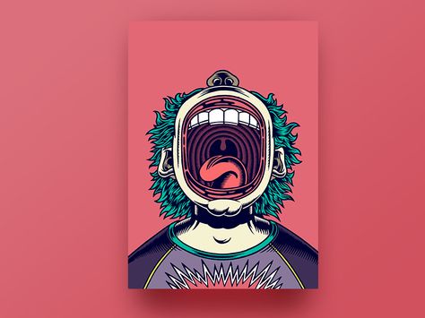 Scream faces by LukeB #Design Popular #Dribbble #shots Screaming Illustration, Scream Illustration, Screaming Face, Glass Illustration, Retro Character, Graphic Design Blog, Face Design, Graphic Design Inspiration, Scream