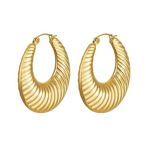 Chunky Gold Hoop Earrings, Oval Hoop Earrings, Chunky Hoop Earrings, Light Weight Jewelry, Hoop Earrings Small, Gold Hoops, Jewelry Earrings Hoops, Sensitive Ears, Gold Hoop