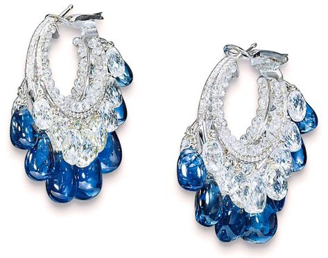 Viren Bhagat, Indigo Jewelry, Briolette Earrings, Van Cleef And Arpels Jewelry, Jewelry Knowledge, Sapphire And Diamond Earrings, Blue Sapphire Necklace, Semiprecious Stone Jewelry, Bridal Diamond Jewellery