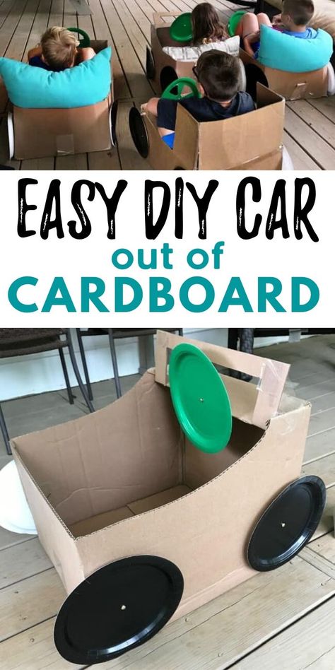 Car Out Of Cardboard, Cardboard Box Cars, Cardboard Box Car, Gratitude Journal For Kids, Cardboard Crafts Kids, Mario Y Luigi, Cardboard Car, Box Cars, Journal For Kids