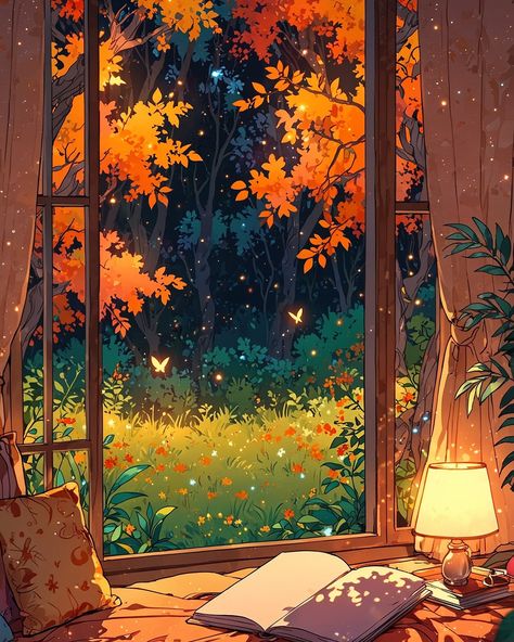 “Wrapped in the gentle embrace of autumn, where the golden light of day and the twinkling stars of night create a haven of warmth and tranquility. Here, every moment is a cozy retreat, a peaceful pause to savor the simple joys of life. 🍂🌌☕📖” . . . . 🍂 Follow for more: @aizel.illustrates 🍂 . . . . #cozyvibes #autumnvibes #cozyhome #fallvibes #cozycorner #cozyautumn #naturelovers #magicalmoments #enchantedforest #naturebeauty #aizelillustrates #aicommunity #bookstagram #stressfree #cottagecore ... Joys Of Life, Twinkling Stars, Simple Joys, Image Ideas, Golden Light, Golden Lights, Autumn Cozy, Night Routine, Anime Scenery Wallpaper