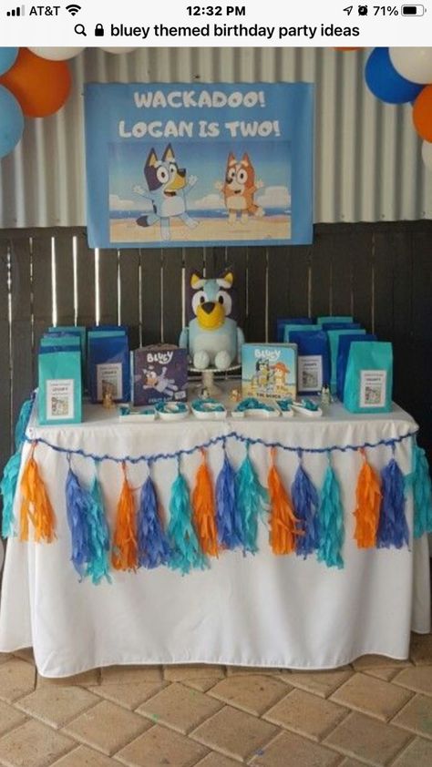 Bluey Breakfast, Bluey Park Party, Four Real Life Bluey Birthday, Bluey Twoey, Birthday Chalkboard Art, Elena Birthday Party, Fiesta Bluey, 2nd Birthday Party For Boys, Bluey Party