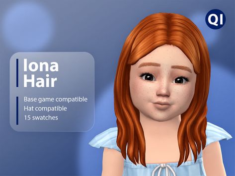 Qicc's Hair Sims 4, Sims 4 Toddler Hair, Toddler Hair Sims 4, Toddler Cc Sims 4, Kids Maxi, Sims 4 Decades Challenge, Sims 4 Cheats, Mod Hair, Wavy Hairstyle