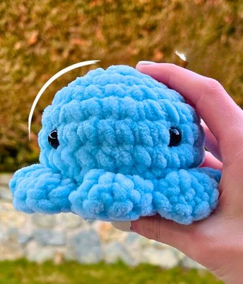 No Sew Crochet Octopus No Sew Crochet, Popular Crochet, Crochet Octopus, Cat Keychain, Chunky Crochet, Recycled Yarn, No Sew, Safety Eyes, Handmade Charms