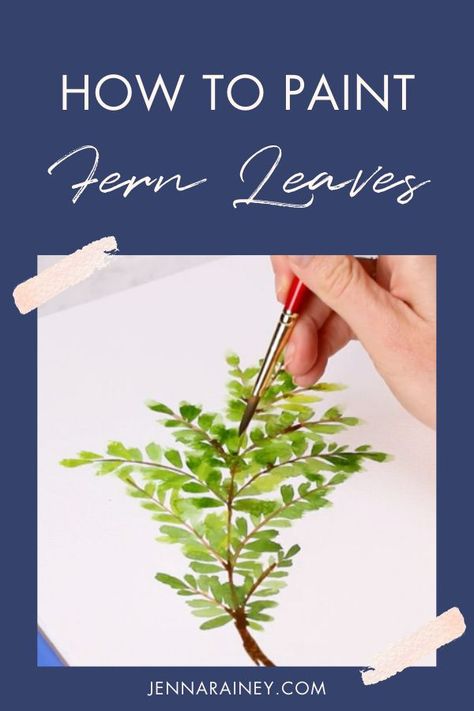 How To Paint Ferns, Painting Ferns, Fern Painting Acrylic Simple, How To Paint A Fern Leaf, Fern Painting Watercolor, Fern Forest Painting, Watercolor Supplies, Step By Step Watercolor, Painting Templates