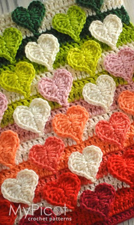 Heart Shaped Crochet Blanket, Crochet Heart Edge Pattern, Picot Crochet Stitch, Heart Stiches Crochet, My Picot Free Crochet Patterns, Crochet Heart Afghan, Crochet Heart Border Free Pattern, Crochet Heart Stitch Pattern, Crochet Hearts Blanket