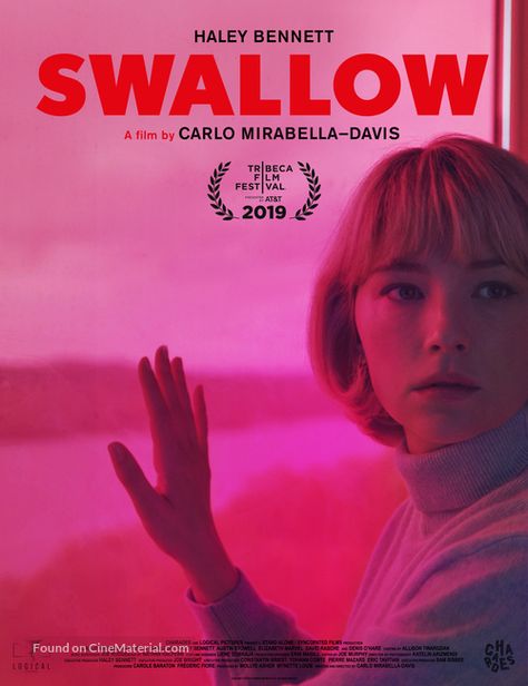 Tonight's Film: #Swallow A young woman of an average economic background marries an upper-class man; soon, however, she finds herself eating household objects in an effort to equalize herself to her yuppie-husband, who does not seem to truly care for her or their unborn child. B- Swallow Movie, Psychological Thriller Movies, Haley Bennett, Film Poster Design, Tv Program, I Love Cinema, Thriller Movie, Movie Covers, Movies 2019