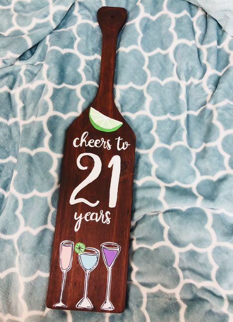 Paddle by Kayla Parker 21st Paddle Ideas, 21 Birthday Sorority Paddles, 21st Bday Paddle, 21 Birthday Paddle, Birthday Paddle Sorority, 21st Bday Paddle Sorority, Asa Sorority, 21 Paddle Sorority, 21st Birthday Paddle Sorority