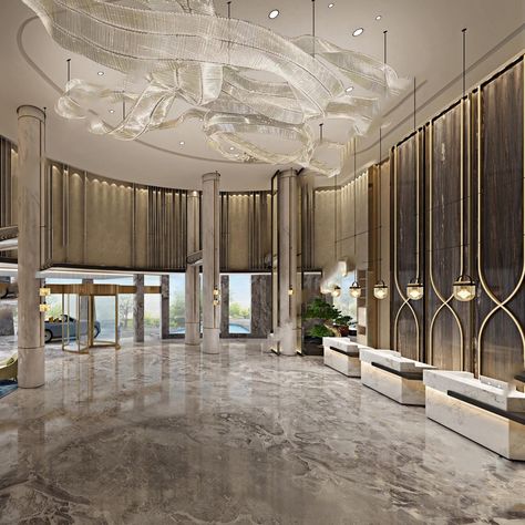 Hotel Lobby Design Luxury, Hotel Lobby Interior Design, Modern Hotel Lobby, Hotel Foyer, Luxury Hotels Interior, Luxury Hotels Lobby, Hotel Corridor, Hotel Lobby Design, Lobby Interior Design