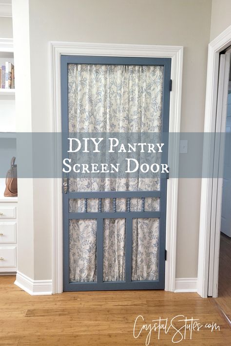 DIY Pantry Screen Door Small Grocery Door In Pantry, Pantry Door Curtain Ideas, Cheap Pantry Door Ideas, How To Make A Pantry Door, Curtain For Pantry Door, Curtain Pantry Door, Pantry Door Ideas Farmhouse Style Diy, Diy Pantry Door Makeover, French Pantry Door