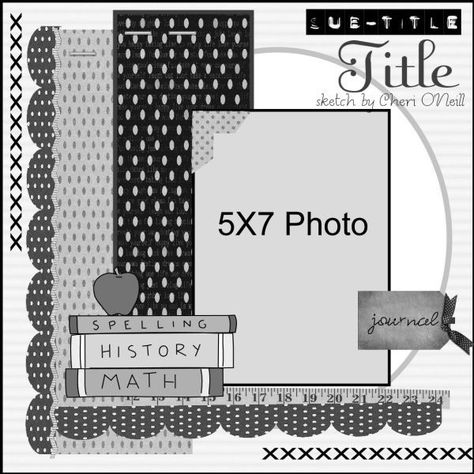 Scrapbook Sketches 12x12, School Layouts, School Scrapbook Layouts, Graduation Scrapbook, Photo School, Scrapbook Design Layout, Scrapbooking Sketches, Picture Layouts, School Scrapbook