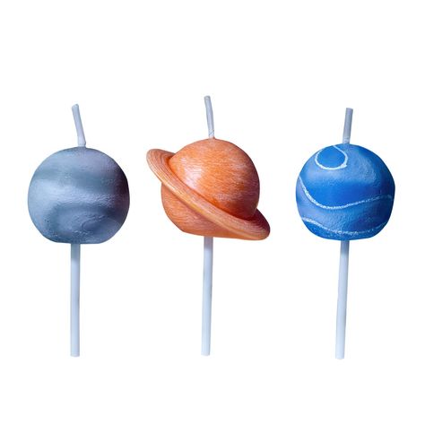 PRICES MAY VARY. Pack of 3 planet candles, with 3 plastic sticks.Perfect size for cakes (Gift Box):3.1 in. X 6.3 in. X 4.2 in. Perfect size for cakes (Per Size): .Approx. 1.3in(Diameter of candle)*3PCS The exclusive design, hand-painted quality vegetable wax, clean-burning. Novelty decorations for birthday party, venue ornament, festival celebrations etc. Find out more at iLikePar, more surprises are waiting for you!  ♥ Product Specification ♥  Material: vegetable wax 85%±5%,beeswax 15%±5%.   Si Galaxy Birthday, Celestial Theme, Star Celestial, Star Birthday Party, Party Food Themes, Astronaut Birthday, Space Theme Party, Outer Space Party, 9th Birthday Parties