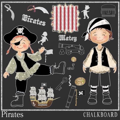 Chalkboard Clipart Pirates Little Pirates by DigitalPaperCraft, $6.50 Printable Birthday Games, Chalkboard Clipart, Pirate Party Decorations, Dancing Clipart, 50 Party, Birthday Party Ideas For Kids, Party Ideas For Kids, Cool Birthday Cards, Games Party