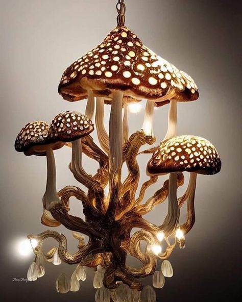 Mushroom Chandelier, Funky Chandelier, Fairy Cottages, Extravagant Homes, Witchy House, Traditional Light Fixtures, Colorful Chandelier, Mushroom Magic, Art Mushroom